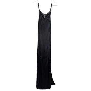 Vintage Victoria's Secret Gold Label Black Sheer Bead Maxi Slip Dress Whimsigoth